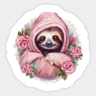 Pink Christmas Sloth Sticker